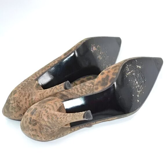 Stuart Weitzman Brown Camel Tan Pony Fur Leopard Cheetah Leather Heels Pumps 7.5 - Picture 8 of 11